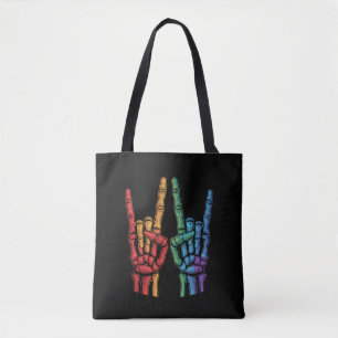 Skeletrots Hand LGBTQ Regenboogvlag Gay Pride Tote Bag