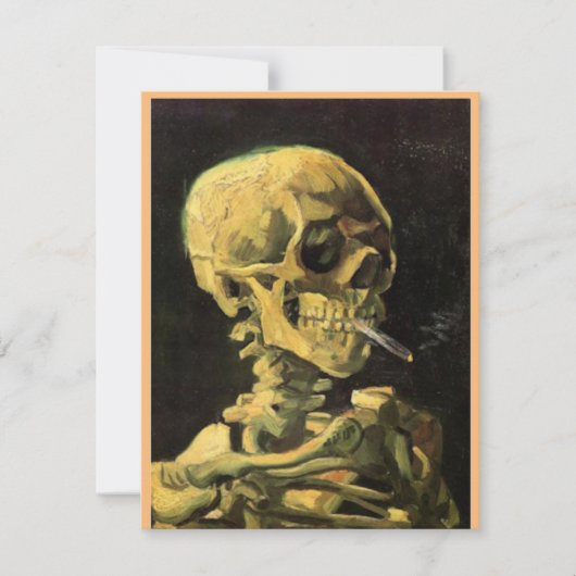 Skeletschedel, brandende sigaret, Van Gogh Bedankkaart (Voorkant)