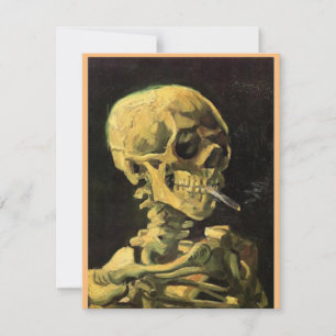 Skeletschedel, brandende sigaret, Van Gogh Bedankkaart