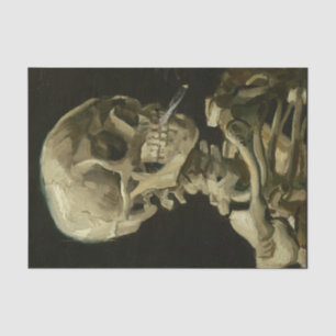 Skeletschedel met brandende sigaret, 1885 tissuepapier