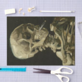 Skeletschedel met brandende sigaret, 1885 tissuepapier (Craft)