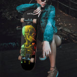 Skeletschedel met brandende sigaretten van Gogh Persoonlijk Skateboard<br><div class="desc">Jamaica Rasta kleurt rood,  groen en goud Vincent Van Gogh schilderij van de schedel van een skelet met brandende sigaret. Zwarte achtergrond met druppeleffect. Geweldig voor Caribische mensen en liefhebbers van  kunstwerken.</div>
