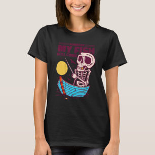 Skeletschedel van de Angel-visboot T-shirt