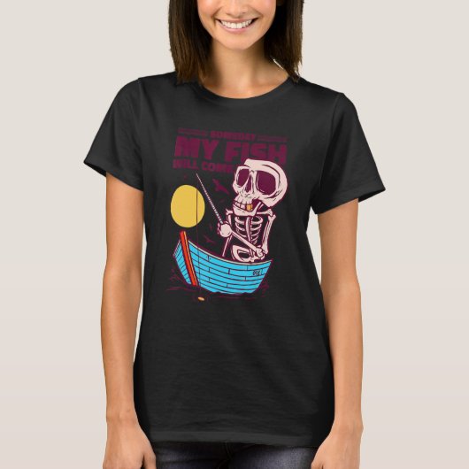 Skeletschedel van de Angel-visboot T-shirt (Voorkant)