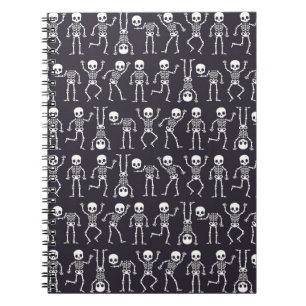 Skeletsilhouettes naadloos patroon voor hallowiet notitieboek