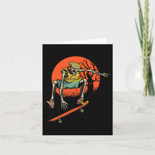 Skeletskater in halloween met skateboard kaart