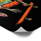 Skeletskater in halloween met skateboard poster (Hoek)
