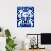Skeletskelet van de soort "Cool Pixel Art" Poster (Thuiskantoor)