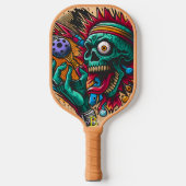 Skeletslam: Racquet Skeleton Wood Art Afbeelding Pickleball Paddle (Voorkant)