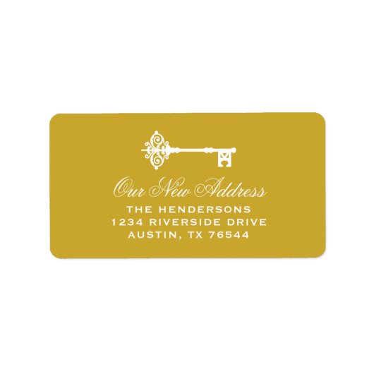 skeletsleutel | Goud en Wit Nieuw Adres Etiket (Voorkant)
