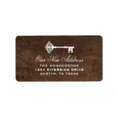 skeletsleutel | Rustic Faux Wood Nieuw adres Etiket (Voorkant)