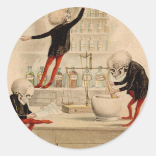 Skeletspapier Ronde Sticker