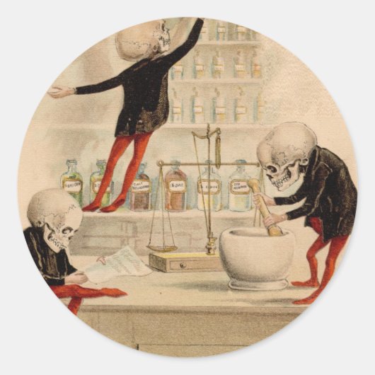 Skeletspapier Ronde Sticker (Voorkant)