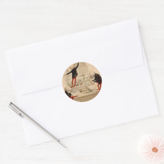 Skeletspapier Ronde Sticker (Envelop)