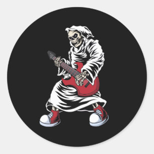 Skeletspeling gitaarelektrisch ronde sticker