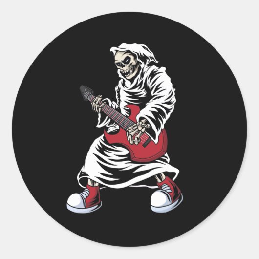 Skeletspeling gitaarelektrisch ronde sticker (Voorkant)