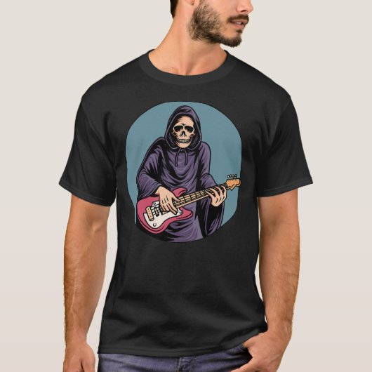 Skeletspier met gitaarbast Tattoo T-shirt (Voorkant)