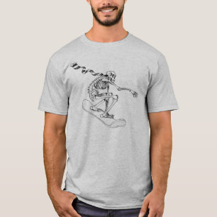 Skeletspier voor snowboarden t-shirt