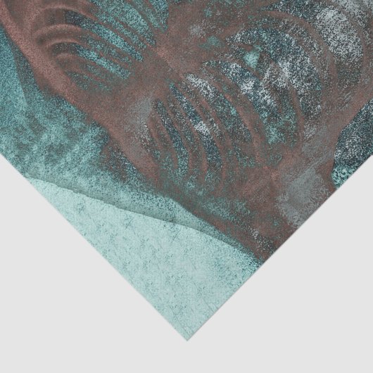 skeletspieren Blauwgroen bruine textuur Tissuepapier (Detail)