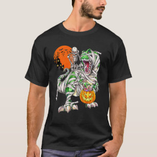 Skeletspieren, dinosaur Rex Scary Halloween Moon T-shirt