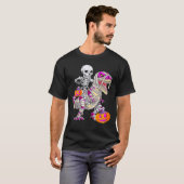 Skeletspieren Dinosaur T Rex Halloween Pin T-shirt (Voorkant volledig)