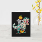 Skeletspieren Dinosaur T rex Halloween Pum Kaart (Gele Bloem)