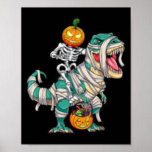 Skeletspieren Dinosaur T rex Halloween Pum Poster