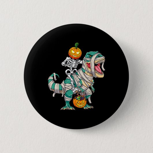 Skeletspieren Dinosaur T rex Halloween Pum Ronde Button 5,7 Cm (Voorkant)