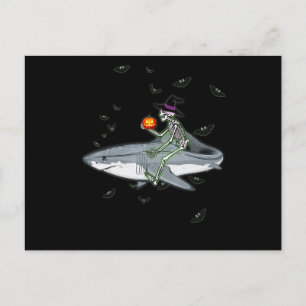 Skeletspieren - Funny Halloween Shark Gift Briefkaart