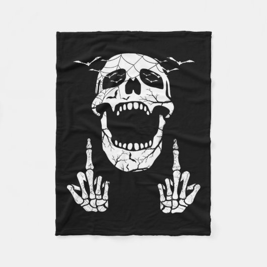 Skeletspieren Hand Halloween Botten Middelvinger V Fleece Deken (Voorkant)