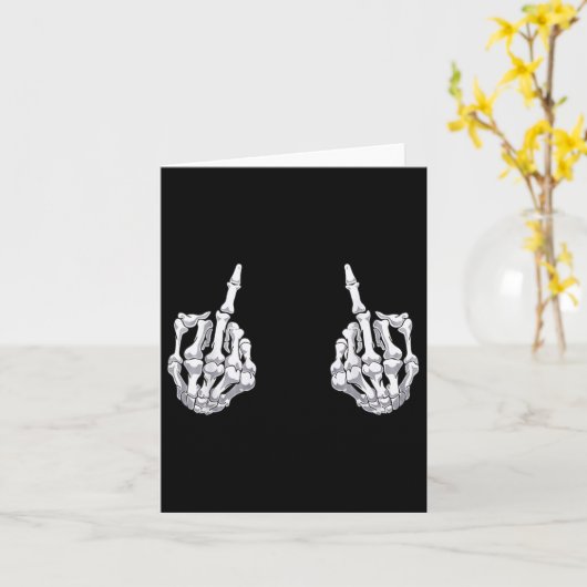 Skeletspieren Hand Halloween Botten Middelvinger V Kaart (Gele Bloem)