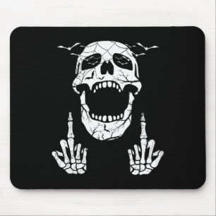 Skeletspieren Hand Halloween Botten Middelvinger V Muismat