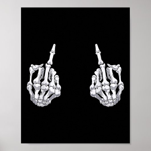 Skeletspieren Hand Halloween Botten Middelvinger V Poster (Voorkant)