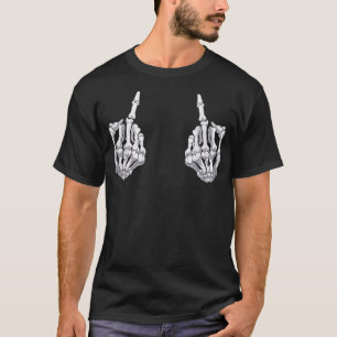 Skeletspieren Hand Halloween Botten Middelvinger V T-shirt