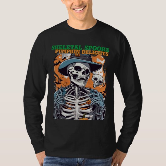 Skeletspieren, pompoen lekkernijen T-shirt (Voorkant)