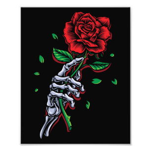 Skeletspieren Roodrode rozenbloem Foto Afdruk