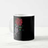Skeletspieren Roodrode rozenbloem Koffiemok (Voorkant links)
