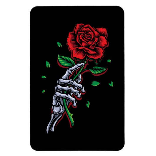Skeletspieren Roodrode rozenbloem Magneet (Verticaal)