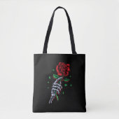 Skeletspieren Roodrode rozenbloem Tote Bag (Voorkant)