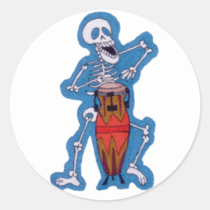 Skeletspieren Skeleton Drummer Play Conga Drum Ronde Sticker