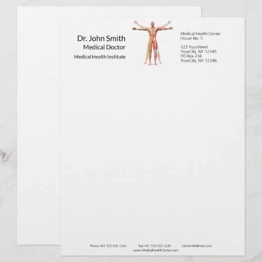 Skeletspieren voor medisch menselijk gebruik - Let Briefhoofd (Voorkant / Achterkant)