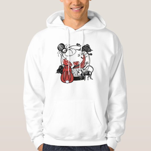 Skeletspin & Rode Konijn Goth Terrarium Hoodie (Voorkant)