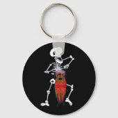 Skeletspion Drummer Conga Player Sleutelhanger (Voorkant)