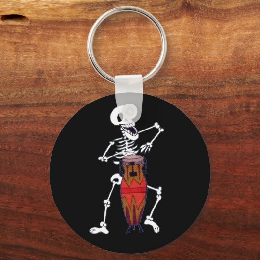 Skeletspion Drummer Conga Player Sleutelhanger (Voorkant)