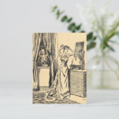 Skeletspionage op Victoriaans Lady  Gothic Art Briefkaart (Staand voorkant)