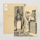 Skeletspionage op Victoriaans Lady  Gothic Art Briefkaart (Voorkant / Achterkant)