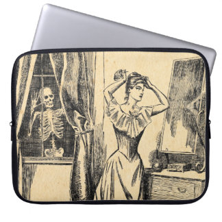 Skeletspionage op Victoriaans Lady  Gothic Art Laptop Sleeve