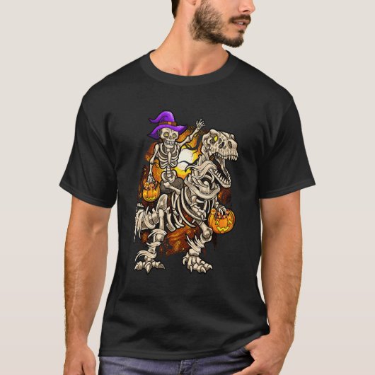 Skeletspionagepomp Dinosaur rex Halloween T-shirt (Voorkant)