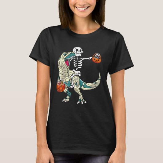 Skeletspionagepomp Dinosaur rex Halloween T-shirt (Voorkant)