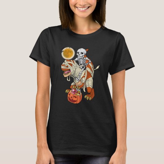 Skeletspionagepomp Dinosaur rex Halloween T-shirt (Voorkant)